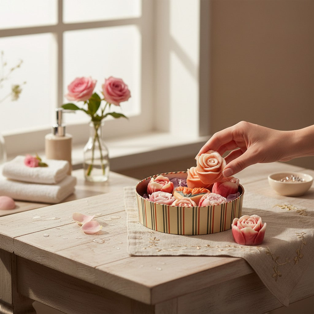 Decorative soap set "Delicate Tulips" – Handmade, Floral, Gift Idea