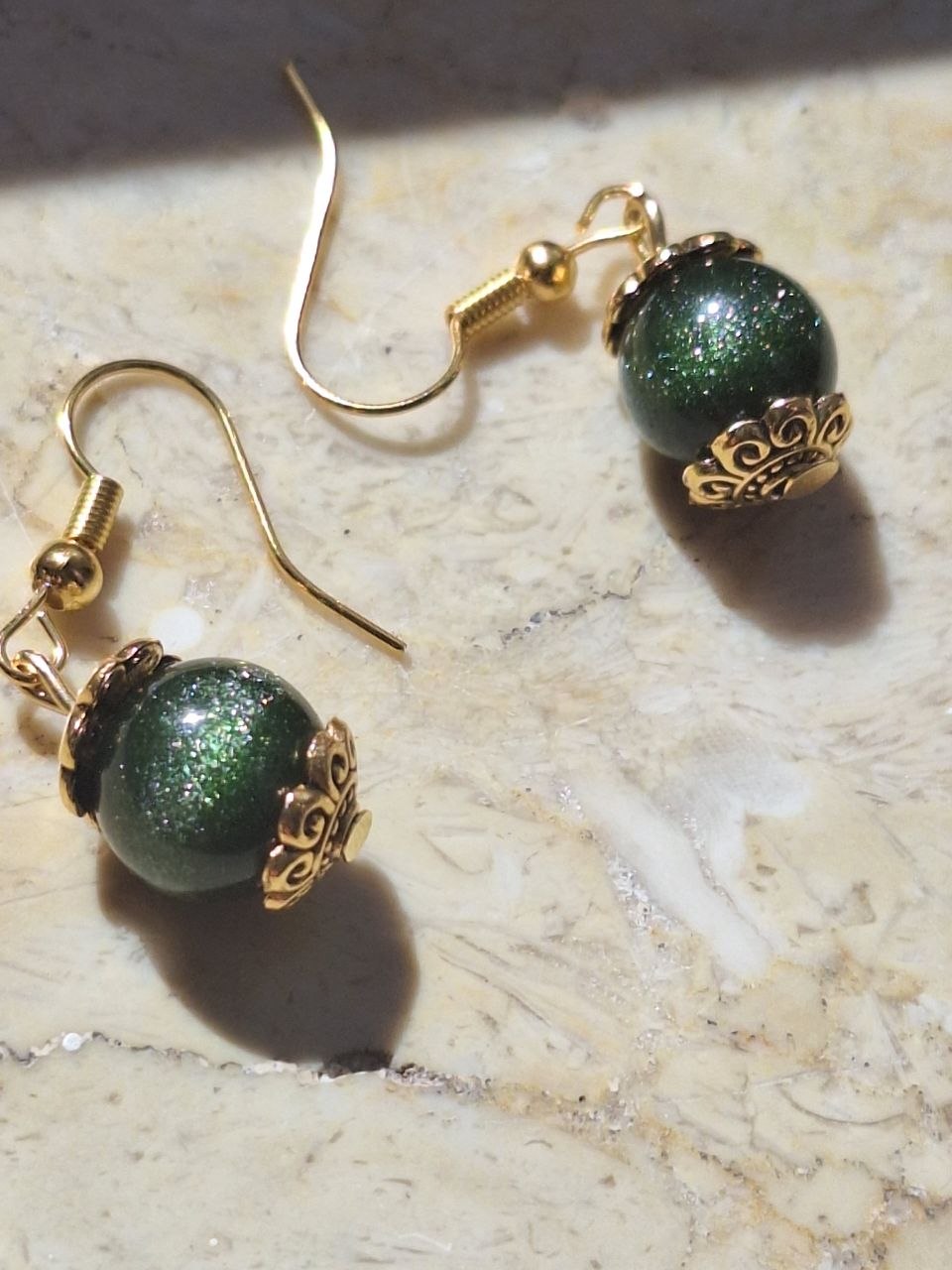 Small Handmade Green Obsidian Earrings – Forest Spark