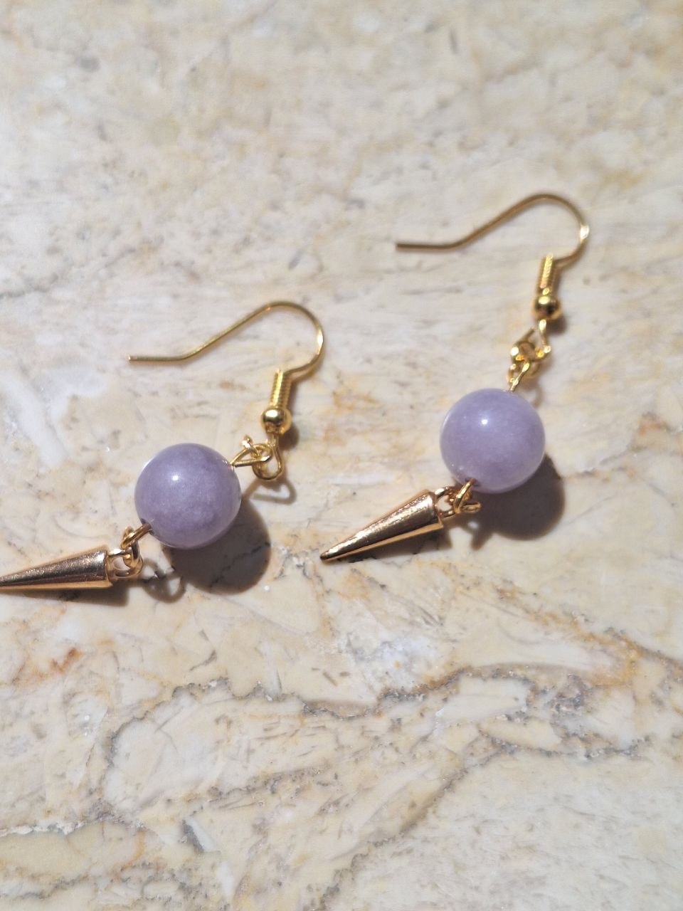 Handmade Lavender Topaz Earrings with Spike Charm – Lilac Edge