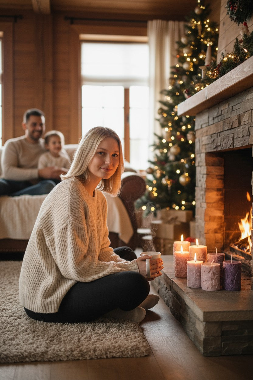 Klassische Adventskerze – Handgegossen – Lila – 11 cm | Natürliche Weihnachtskerze