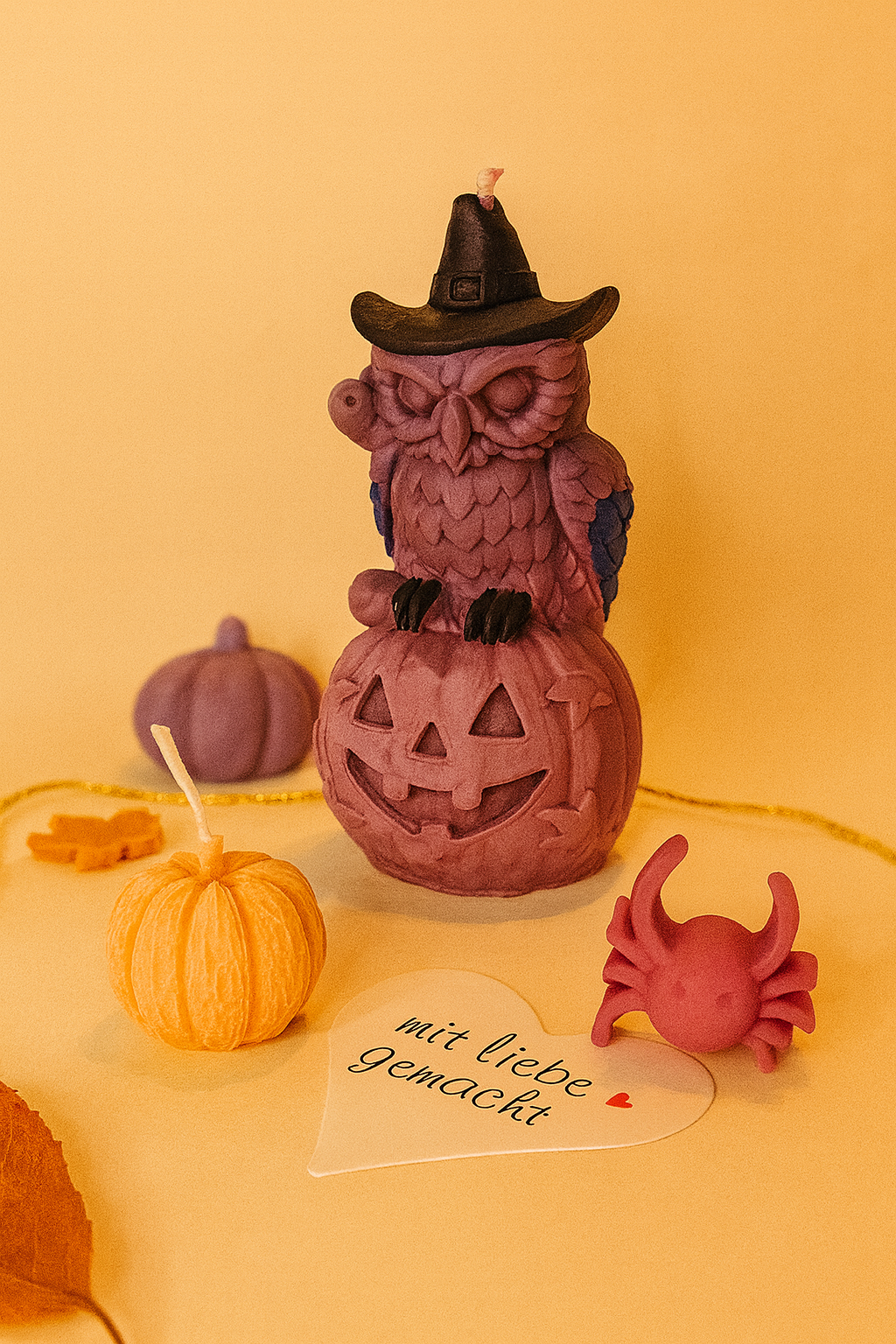 Kerze "Eule auf Kürbis“ – Handgemacht, Herbstdeko, Geschenkidee