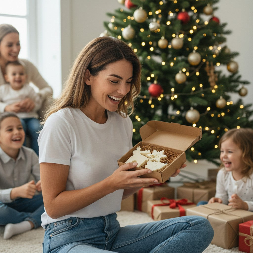 Geschenkset „Winter Trio“ – Rentier, Schneeflocke & Tannenbaum aus Sojawachs | Handgemacht