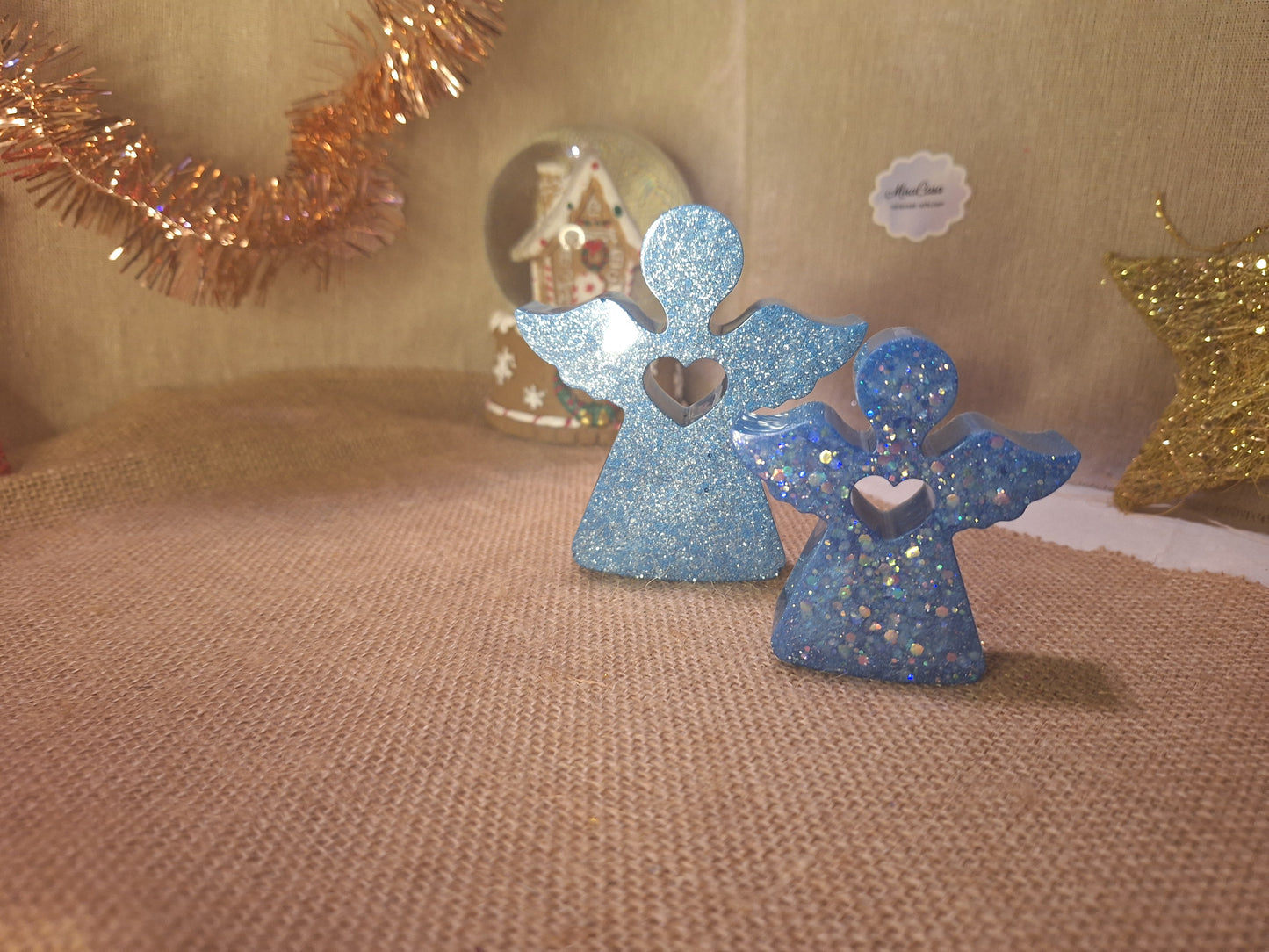 Engel-Duo aus Epoxidharz – Leuchtender & klassischer Engel, 6–8 cm