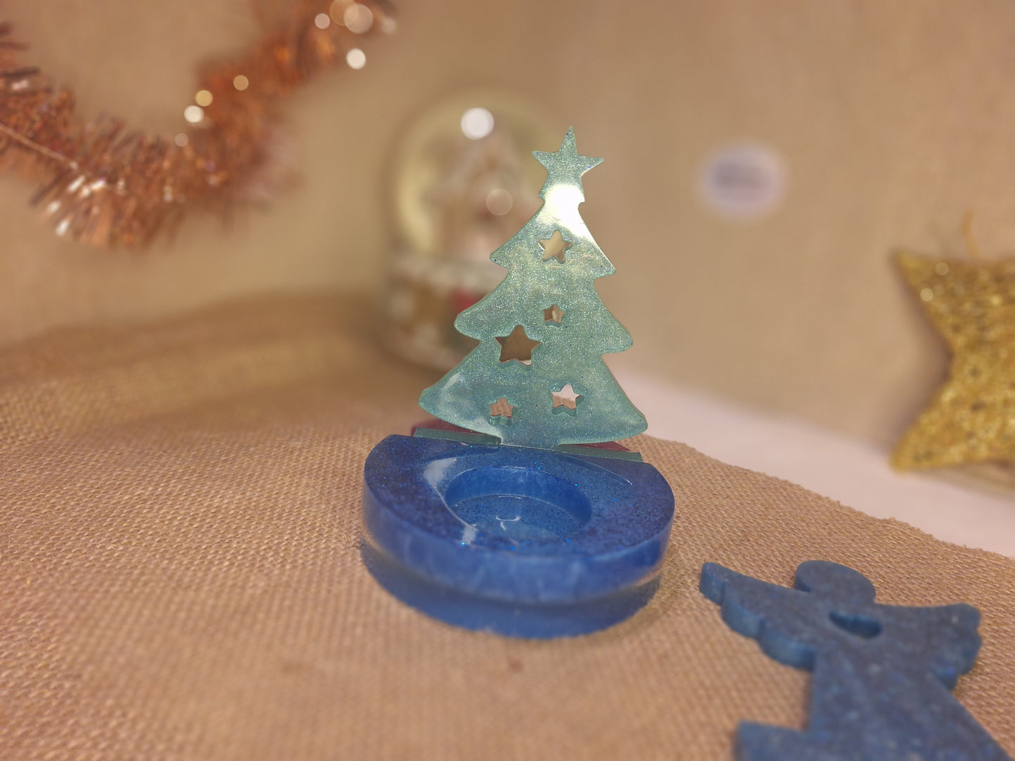 Рождественский подсвечник из смолы в виде ангела или ёлки, 12 см.