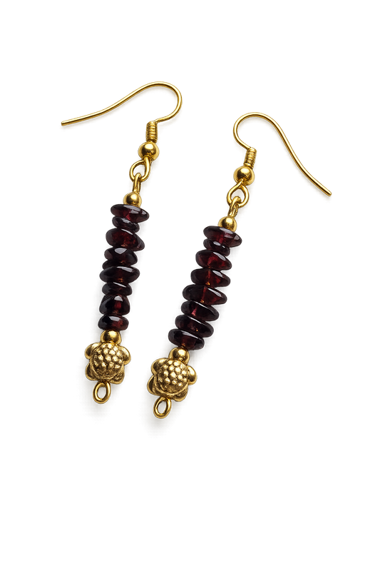 Handmade Garnet Turtle Earrings – Grounded Spirit