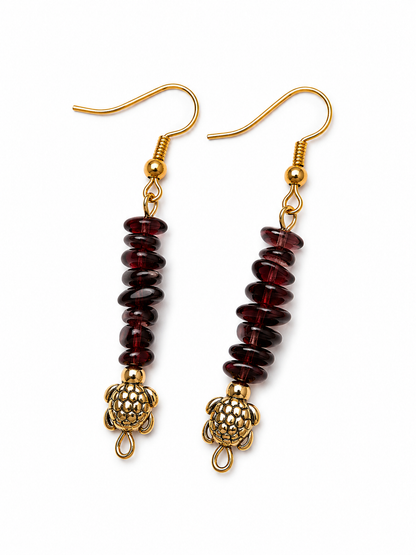 Handmade Garnet Turtle Earrings – Grounded Spirit