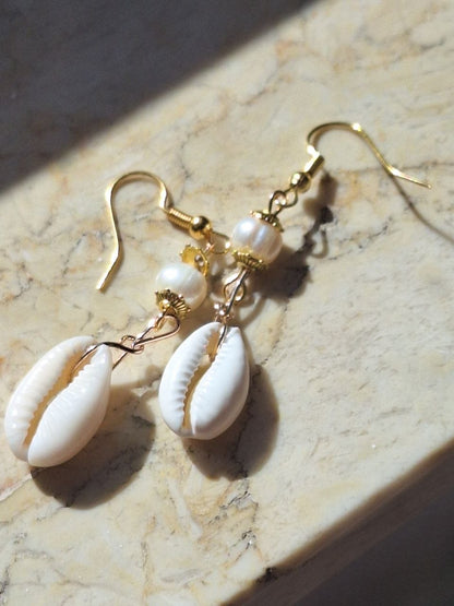 Handmade Pearl & Shell Earrings – Sea Whisper