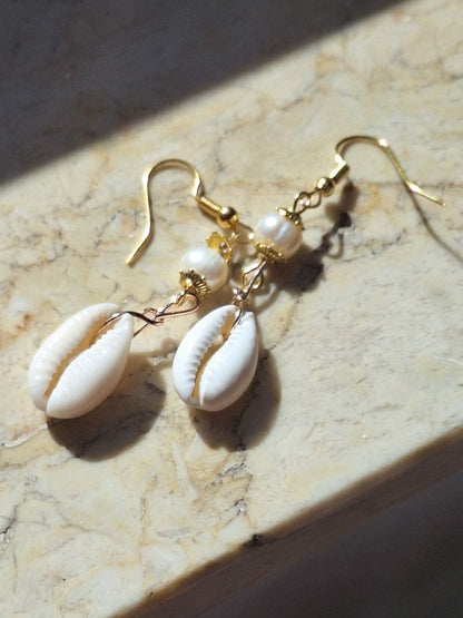 Handmade Pearl & Shell Earrings – Sea Whisper
