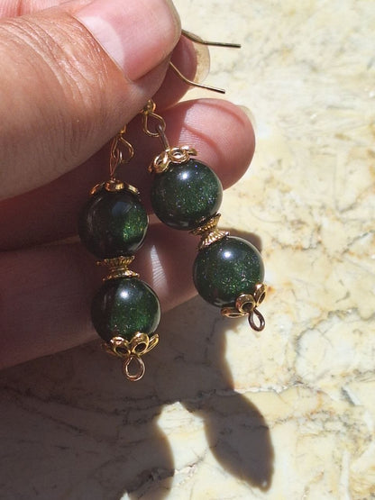 Handmade Green Obsidian Earrings – Forest Light