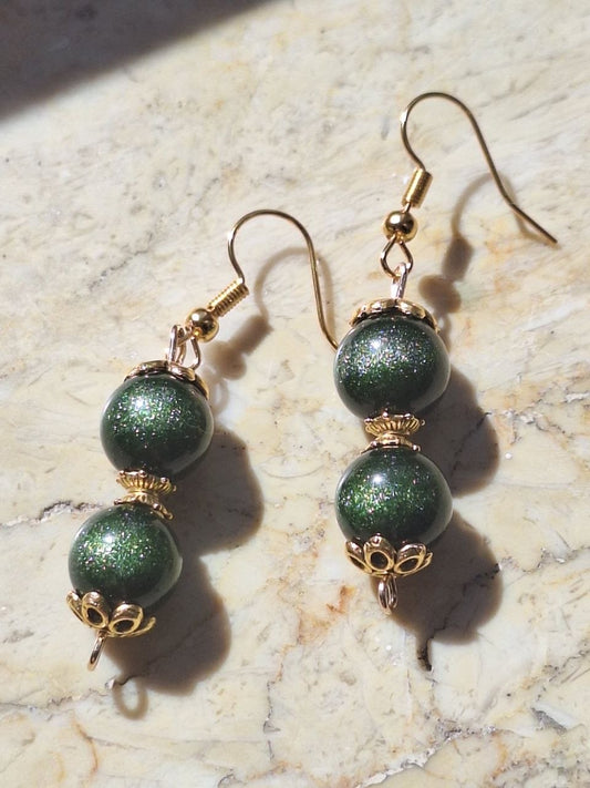 Handmade Green Obsidian Earrings – Forest Light