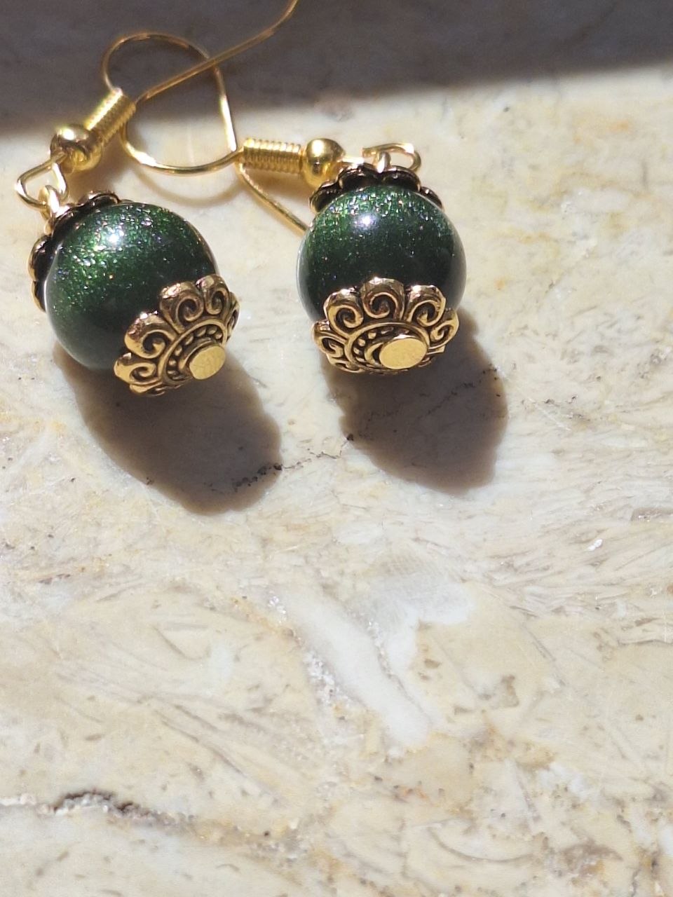 Small Handmade Green Obsidian Earrings – Forest Spark
