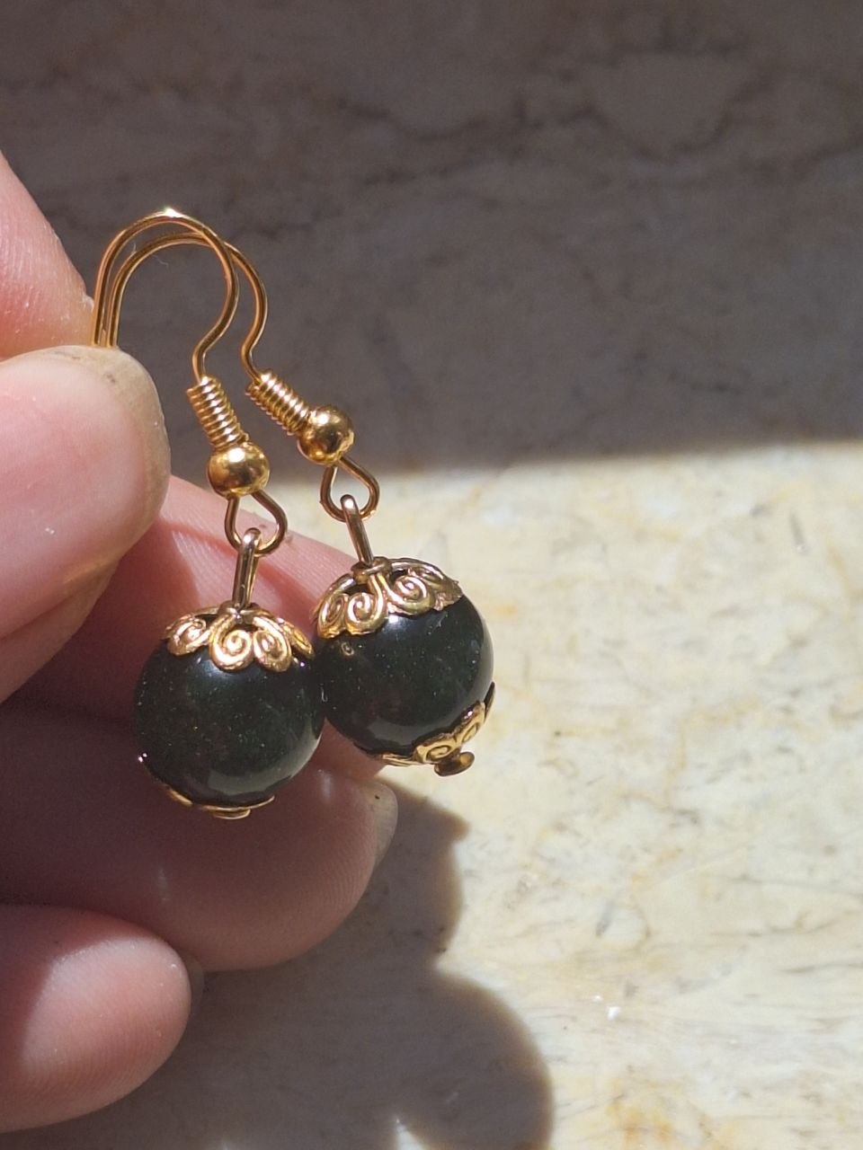 Small Handmade Green Obsidian Earrings – Forest Spark