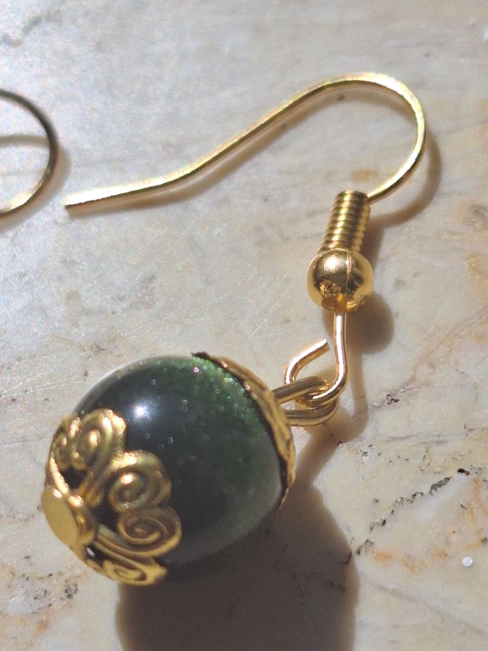 Small Handmade Green Obsidian Earrings – Forest Spark