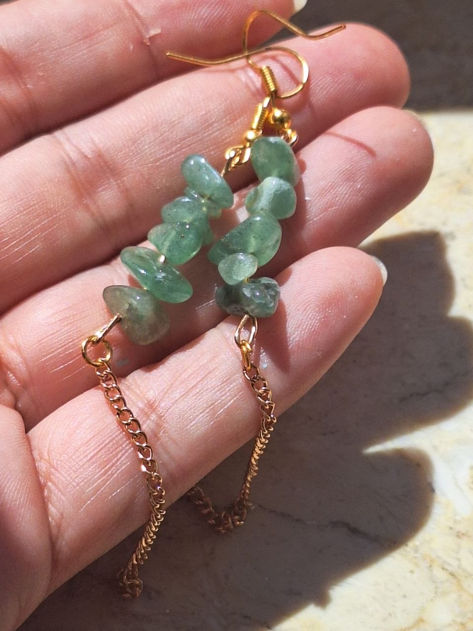 Handmade Green Aventurine Chain Earrings – Green Flow