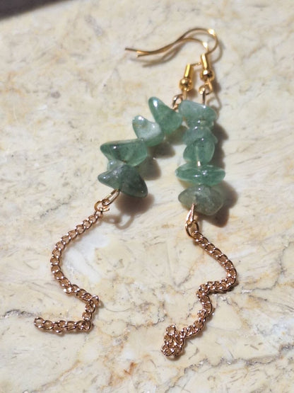 Handmade Green Aventurine Chain Earrings – Green Flow