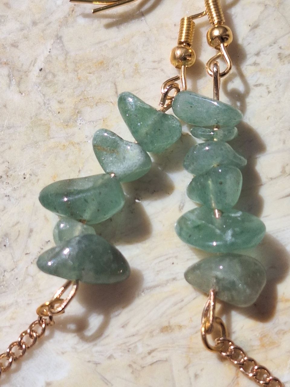 Handmade Green Aventurine Chain Earrings – Green Flow