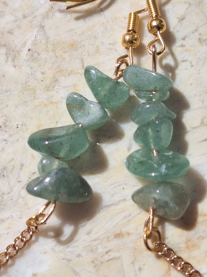 Handmade Green Aventurine Chain Earrings – Green Flow