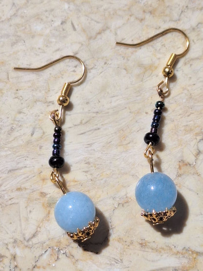 Handmade Blue Topaz & Seed Bead Earrings – Blue Horizon