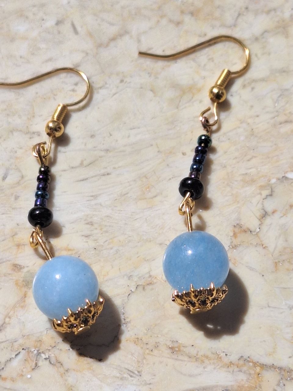 Handmade Blue Topaz & Seed Bead Earrings – Blue Horizon
