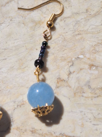 Handmade Blue Topaz & Seed Bead Earrings – Blue Horizon