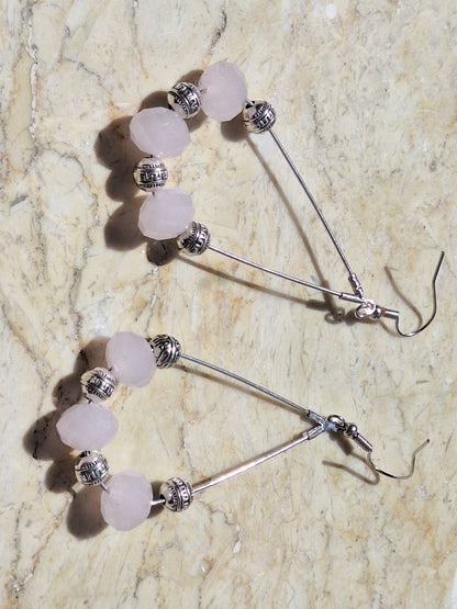 Long Handmade Rose Quartz Earrings – Soft Harmony