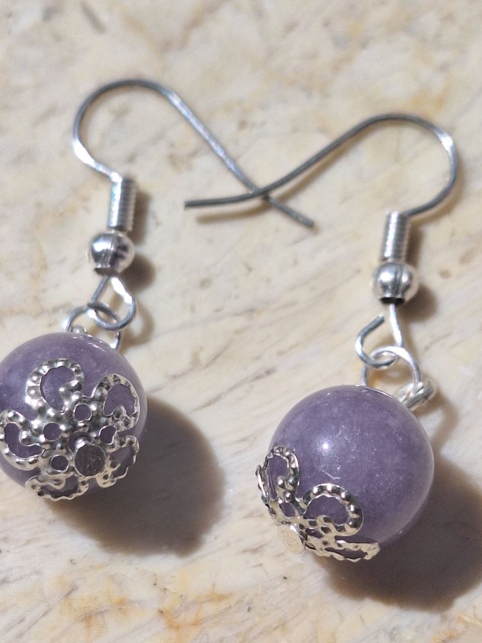 Small Handmade Lavender Topaz Earrings – Silver Mist