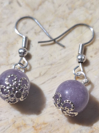 Small Handmade Lavender Topaz Earrings – Silver Mist