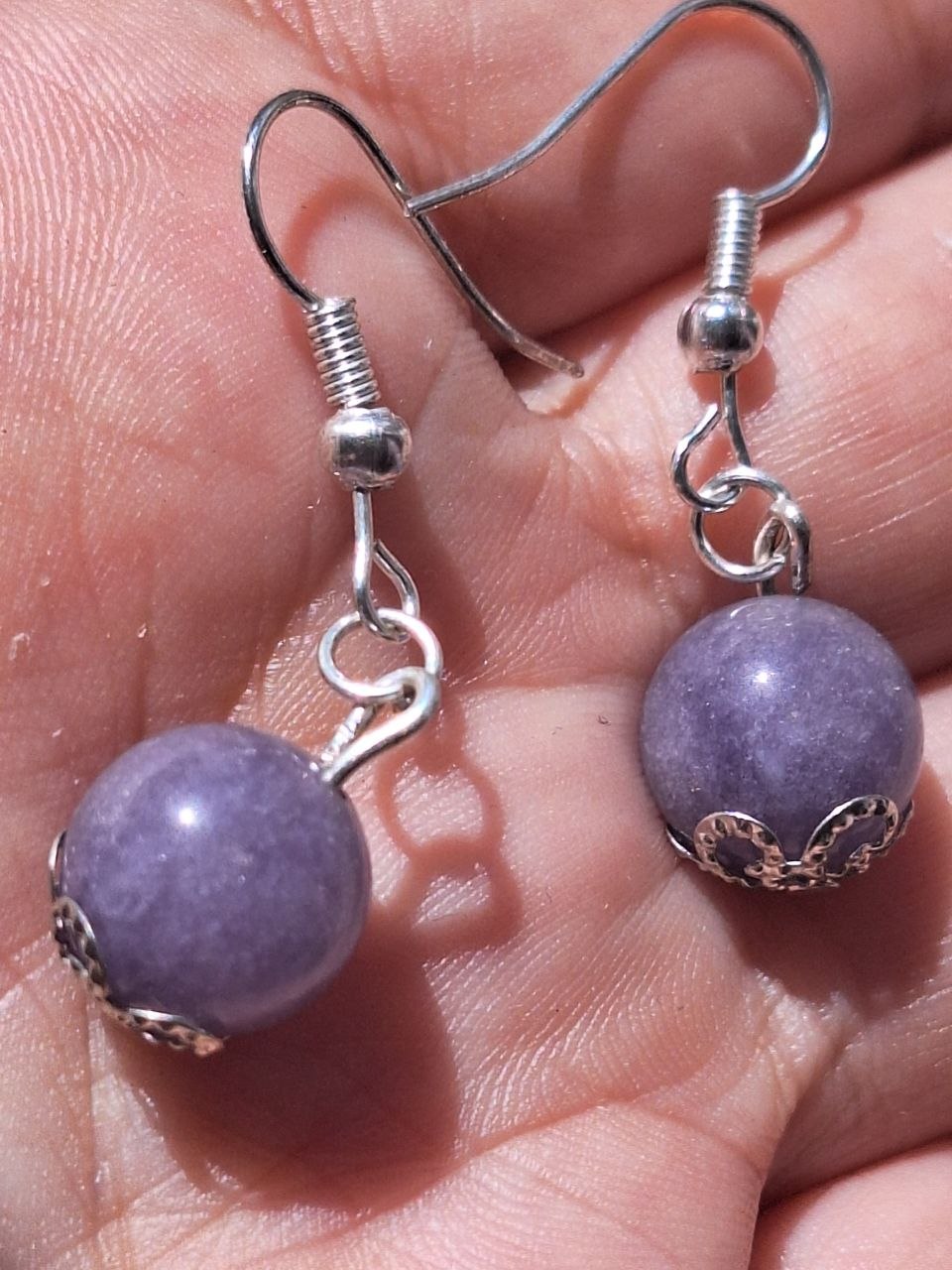 Small Handmade Lavender Topaz Earrings – Silver Mist