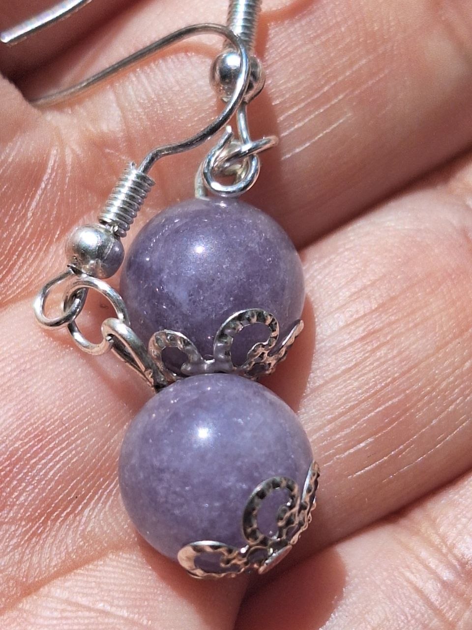 Small Handmade Lavender Topaz Earrings – Silver Mist