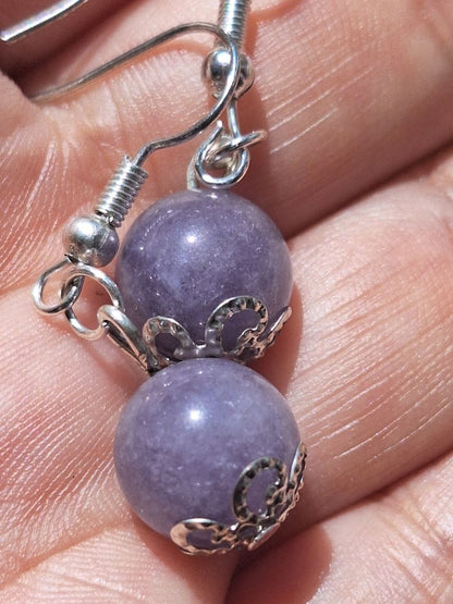 Small Handmade Lavender Topaz Earrings – Silver Mist