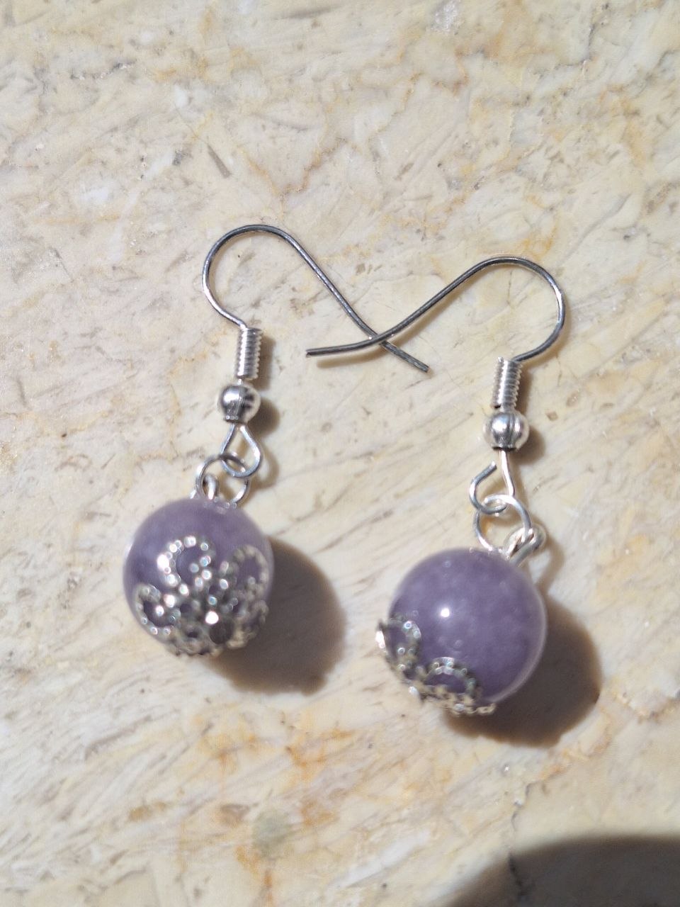 Small Handmade Lavender Topaz Earrings – Silver Mist