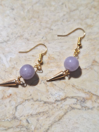 Handmade Lavender Topaz Earrings with Spike Charm – Lilac Edge
