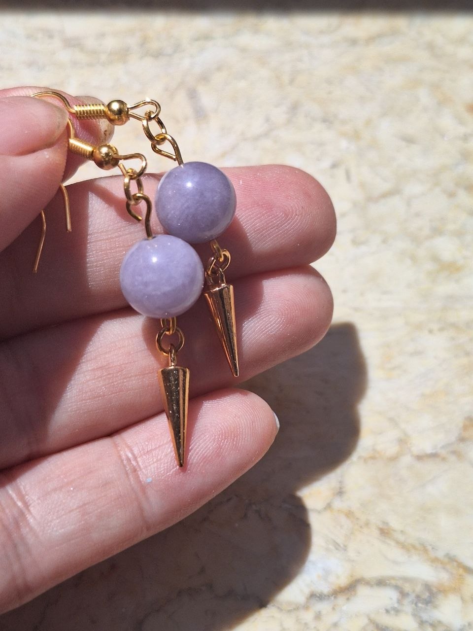 Handmade Lavender Topaz Earrings with Spike Charm – Lilac Edge
