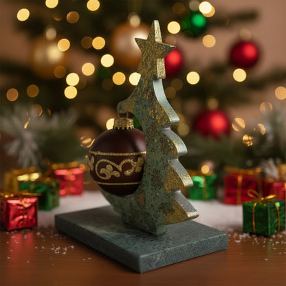 Декоративная рождественская елка из эпоксидной смолы – с подставкой и петлей для подвешивания елочных шаров (20 см)