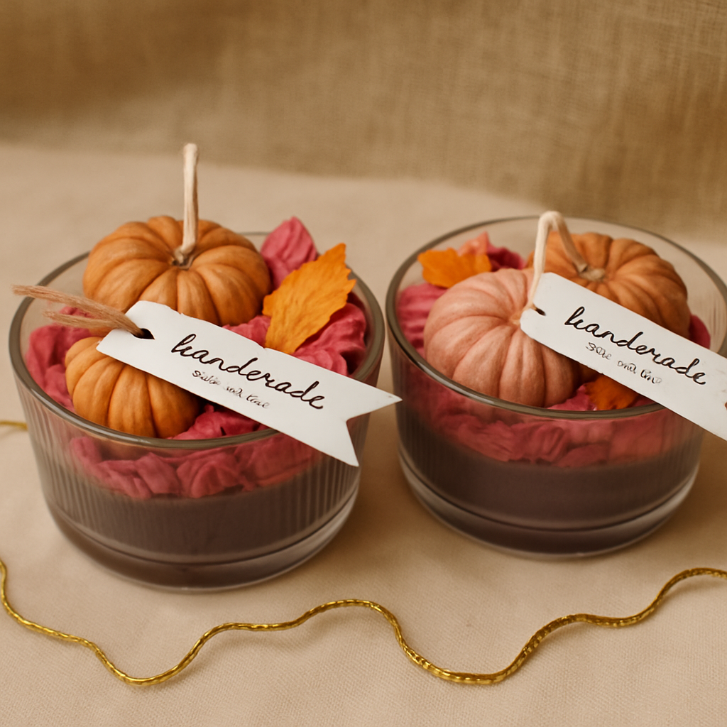 Autumn candle “Pumpkin Bowl” – candle in a ceramic bowl with pumpkin decoration | 200 g soy wax | 12 cm | Autumn &amp; gift idea