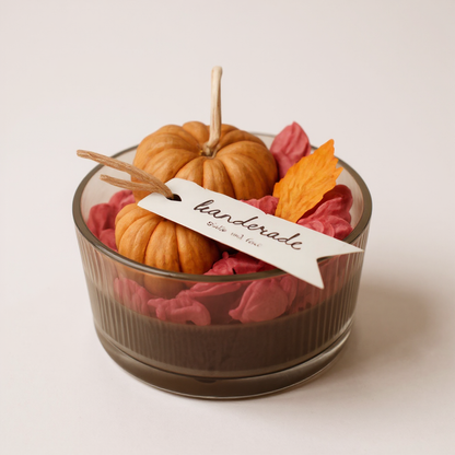 Autumn candle “Pumpkin Bowl” – candle in a ceramic bowl with pumpkin decoration | 200 g soy wax | 12 cm | Autumn &amp; gift idea