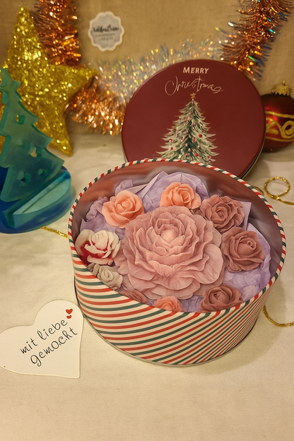Deko-Seifenset „Königliche Pfingstrose“ – Handgemacht, Vanilleduft, Floral, Geschenkidee
