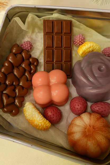 Deko-Seifenset „Sweet Moments“ – Handgemacht, Schoko-Beeren-Duft, Weihnachtsdose