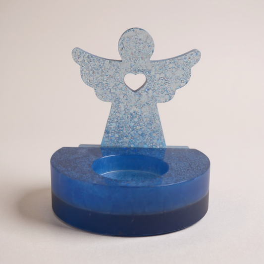 Weihnachtlicher Harz-Teelichthalter – Engel oder Tannenbaum, 12 cm