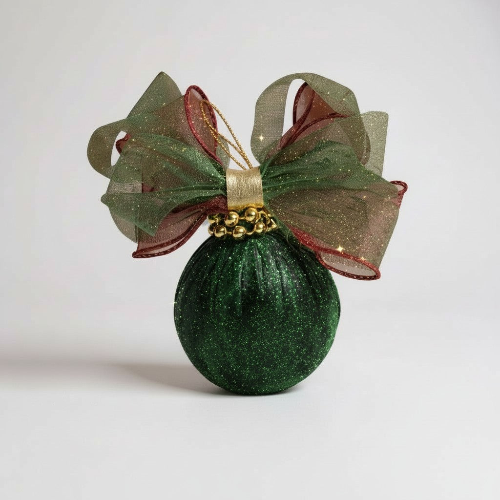 Weihnachtskugel „Samtwald“ – Smaragdgrün | Handgemacht | Einzelstück