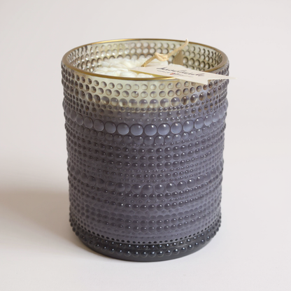 Luxury glass candle "Winter Splendor" – Violet &amp; Snowflake – 12 cm | 2 wicks | 600 g natural wax | Advent &amp; Christmas