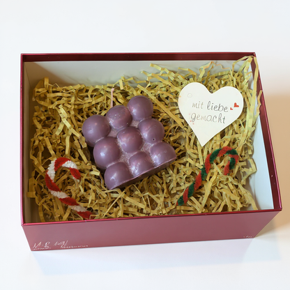 Bubble Cube – Stilvolle Würfelkerze aus Sojawachs | Lila | 7×7 cm | Handgegossen