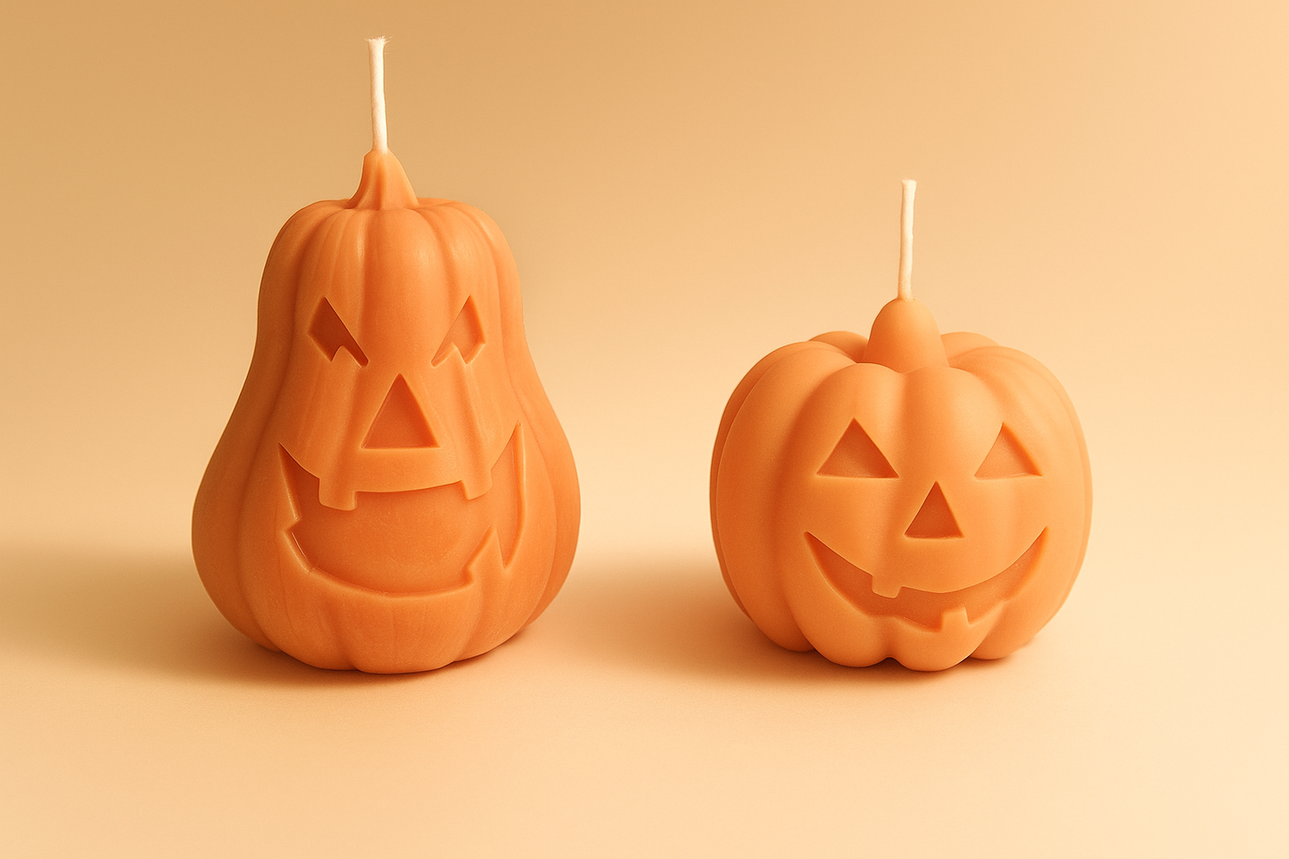 Fröhliches Kürbis-Kerzen Duo