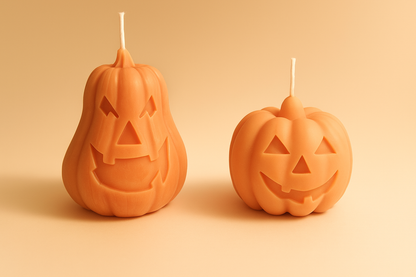 Fröhliches Kürbis-Kerzen Duo