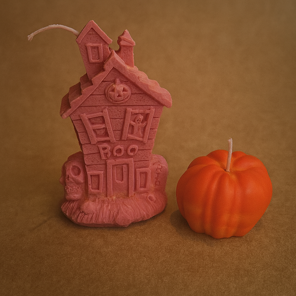 Sojakerzen-Set: Geisterhaus & Kürbis