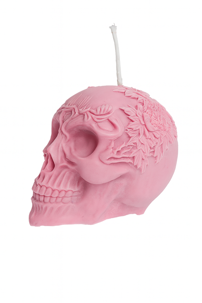 Sojakerze „Schädel mit Blumen“