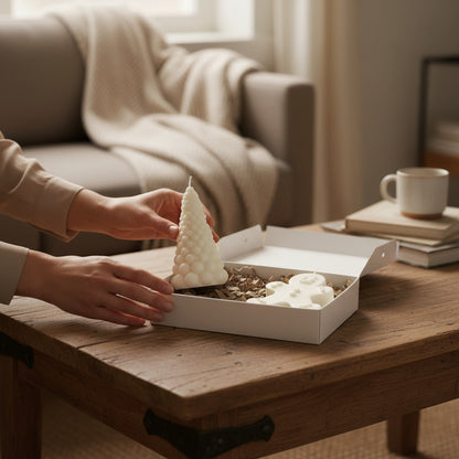 Geschenkset „Winterfreude“ – Figurenkerze & Tannenbaum aus Sojawachs | Handgemacht