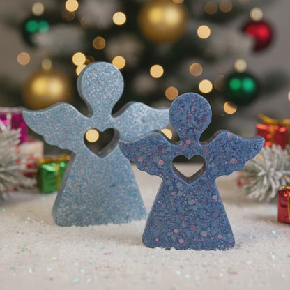 Engel-Duo aus Epoxidharz – Leuchtender & klassischer Engel, 6–8 cm