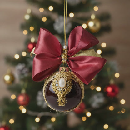 Handdekorierter Weihnachtskugel – 5 Designs, mit Kunststeinen