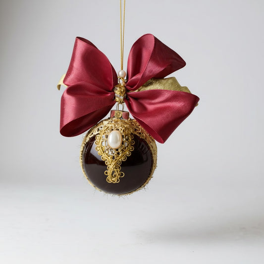 Handdekorierter Weihnachtskugel – 5 Designs, mit Kunststeinen